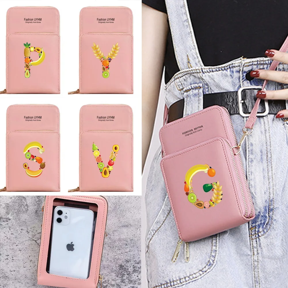 

New Fruit Pattern Shoulder Bags Touch Screen Phone Bags for Women Case Card Organizer Luxury Bag Purse Messenger Pouch Handbag