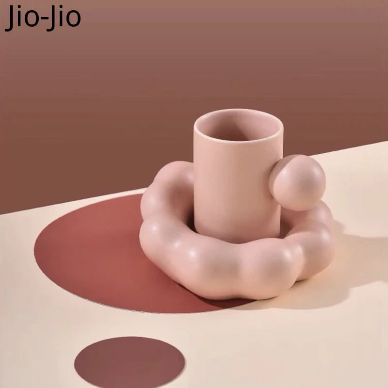 

Креативная кружка, кружка для кофе в форме облака, блюдца, розовые толстые керамические кружки, чашки для воды и молока, оригинальные чашки д...