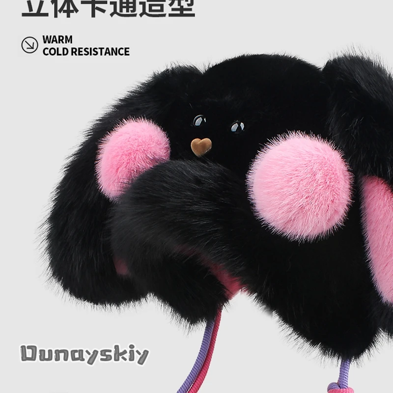 Фото KAWAII пушистые румяна кролик костюмы для косплея плюшевая шляпа реквизит {BankaiMode}54-58 см шляпа окружность теплая шапка для защиты ушей №3