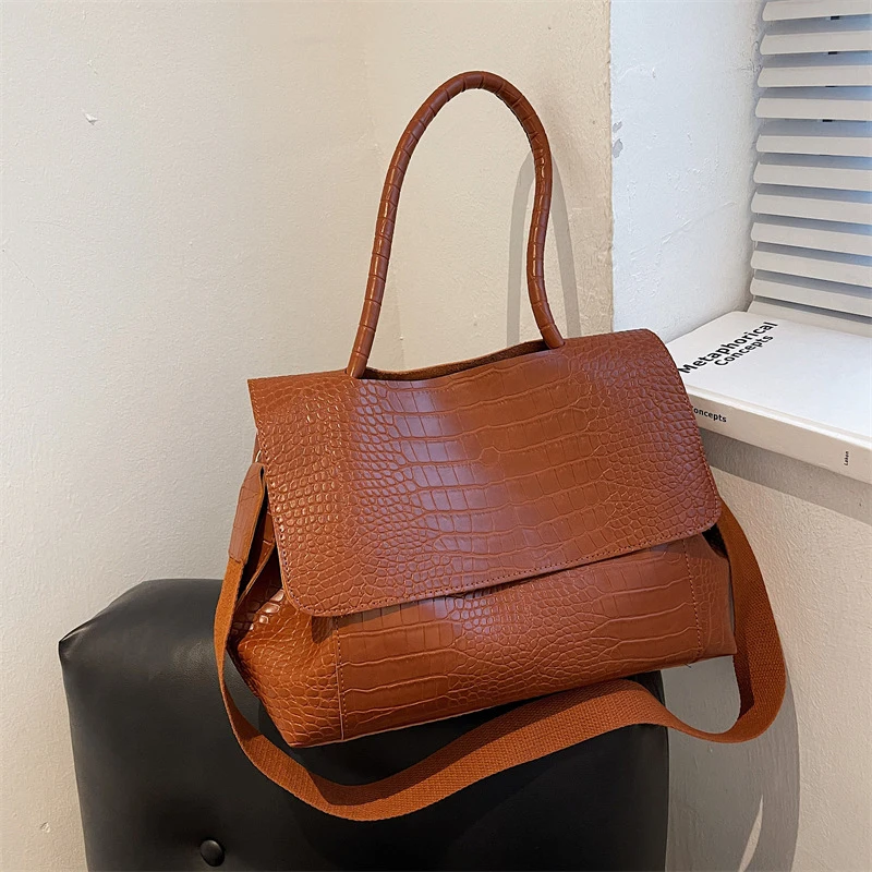 

Crocodile Pattern Women's Handbag Large Capacity Shoulder Messenger Bags Luxury Brand Designer PU Leather Tote Bag
