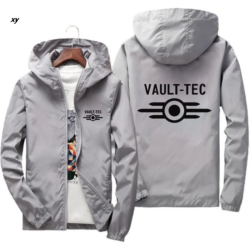 2022 New Arrivals Mens woman Hood Jacket Fashion Vault -Tec logo Gaming Video Game Fallout print Casual Windbreaker Men Jacket