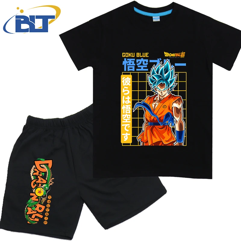 Фото Комплект футболок с аниме Dragon Ball Son Goku, детские хлопковые шорты с короткими рукавами, комплект из 2 предметов, одежда с героями мультфильмов для мальчиков и девочек №5