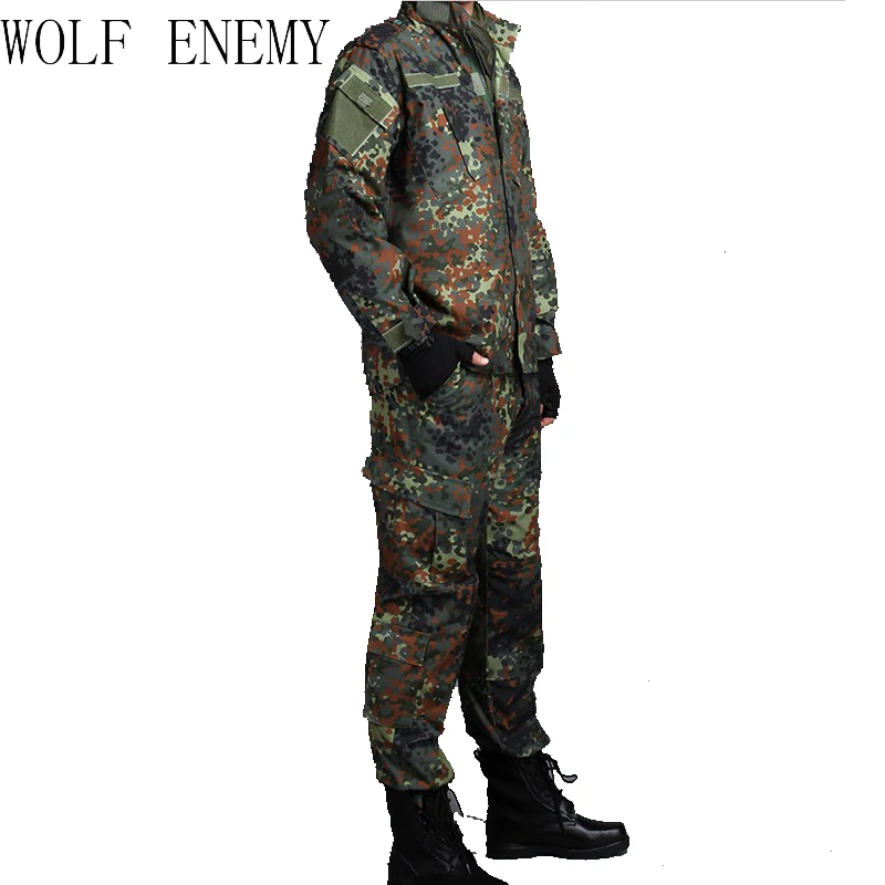 

GERMAN ARMY WOODLAND CAMO Suit ACU BDU Military Camouflage Suit sets CS Combat Tactical Paintball Uniform Jacket & Pants