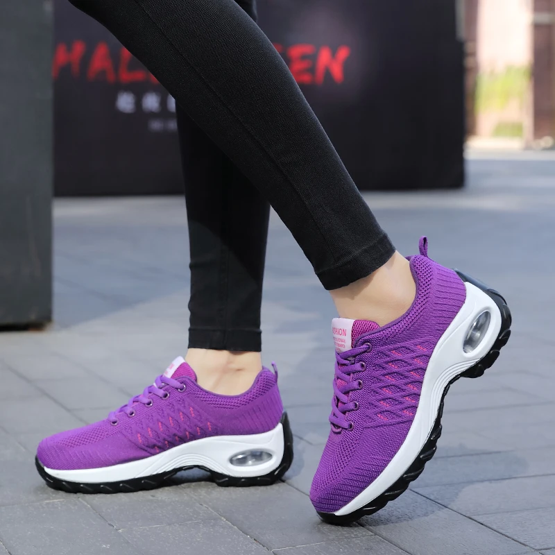 Sneakers Women Running Shoes Ladies Air Cushion Sports Shoes  Comfortable Platform Lace-up Casual Shoes