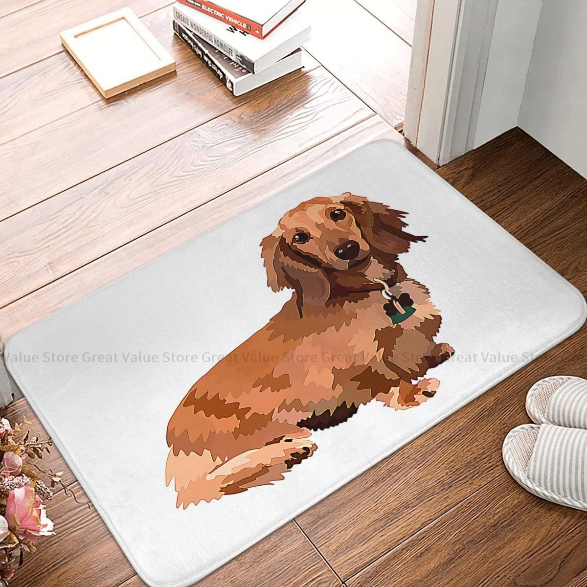 

Dachshund Pet Dog Non-slip Doormat Haired Living Room Kitchen Mat Prayer Carpet Flannel Pattern Decor