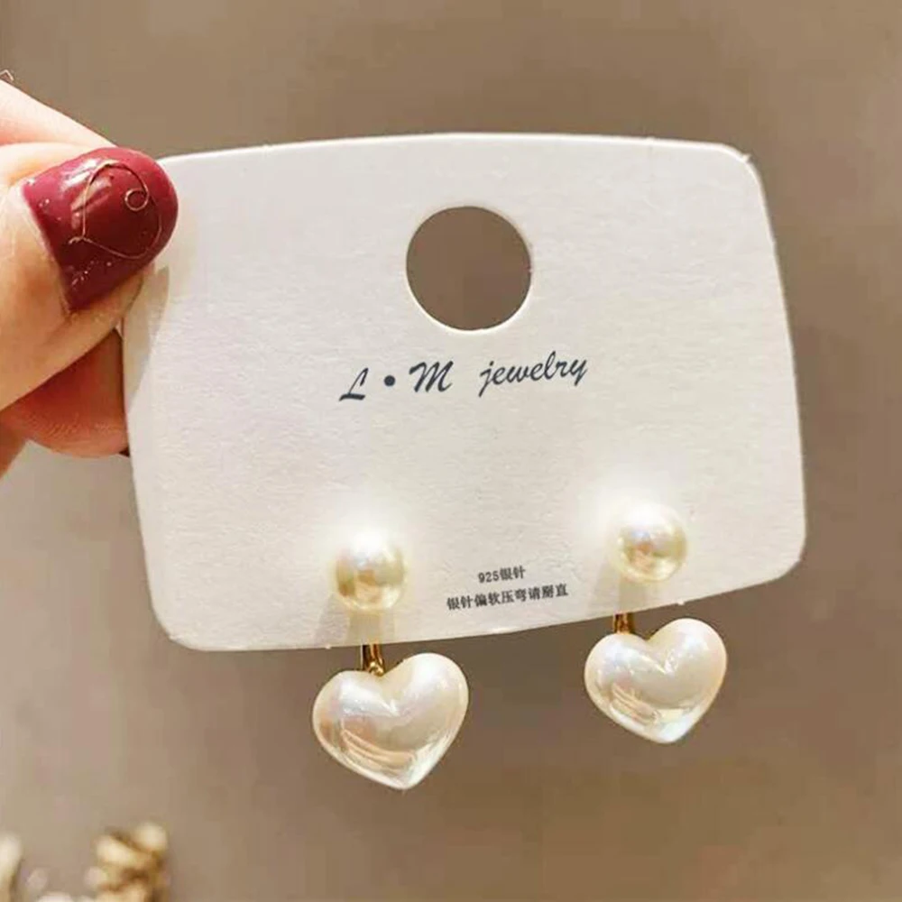 

SUMENG New Fashion Heart Pearl Fine Drop Earrings Joker Sweet Elegant Temperament for Women 2023 Jewelry Gifts