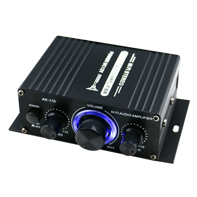 

AK170 12V Mini Audio Power Amplifier Dual Channel 20W+20W HIFI Digital Stereo Audio Power Amplifier Home Car Radio Microphone