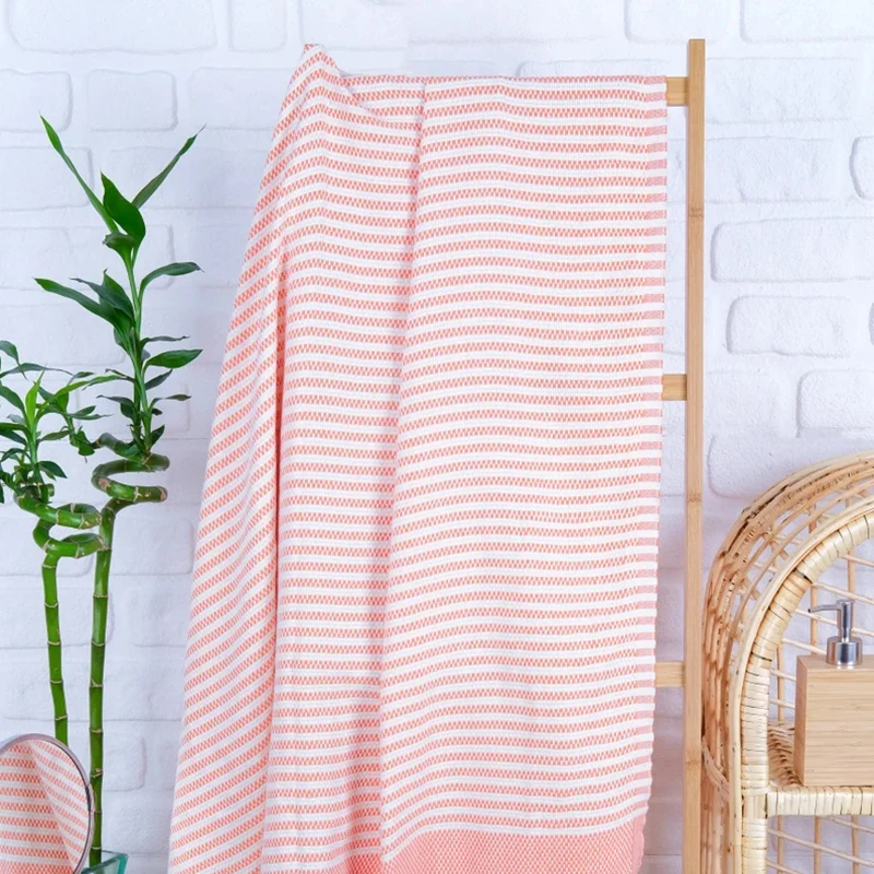 Oversize Striped Turkish Beach Towel 70x40 inches Cotton Wedding Towel with Tassel 5 Colors Bath Towels For Bridal Gift