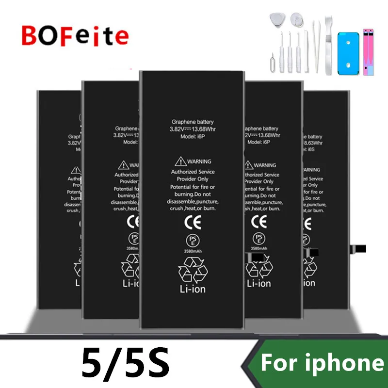 BoFeite Battery For Apple iPhone 5 5S Replacement Mobile Phone Bateria  High Quality 0 Cycle with Repair Tools Kit