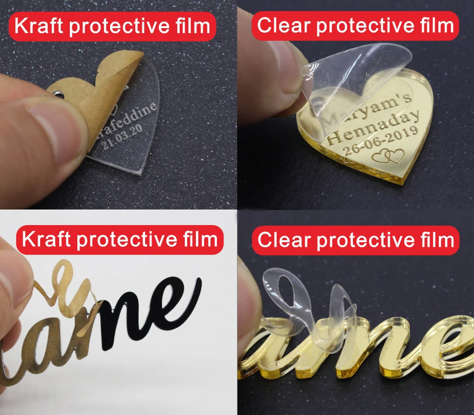 50Pcs Personalized Engraved Gold/Silver Love Hearts Acrylic Wedding Table Party Tags Custom Name Baby Shower Decor Gift Box Tags images - 6