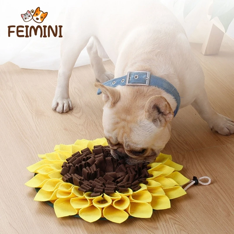 

FEIMINI Pet Dog Snuffle Mat Nose Smell Training Sniffing Pad Slow Feeding Bowl Food Dispenser Relieve Stress Sunflower Puzzle