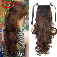 seeano synthetic curly ponytail hair extensions brown natural black long curly heat resistant pony tail wig for women