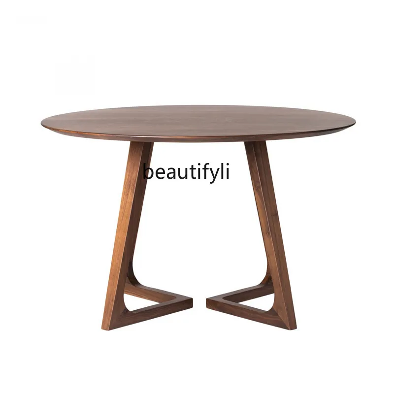 

yj Nordic Solid Wood round Dining Tables and Chairs Set Negotiation Tables and Chairs Modern Restaurant Dining Round Table