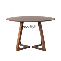 yj Nordic Solid Wood round Dining Tables and Chairs Set Negotiation Tables and Chairs Modern Restaurant Dining Round Table