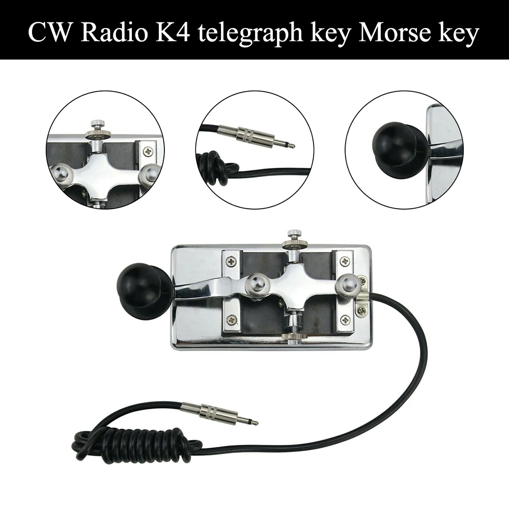 3.5mm Stainless Steel K4 Morse Wrench Set Plug Manual Telegraph Morse Key Handy CW Morse Keyer For Shortwave CW Radio