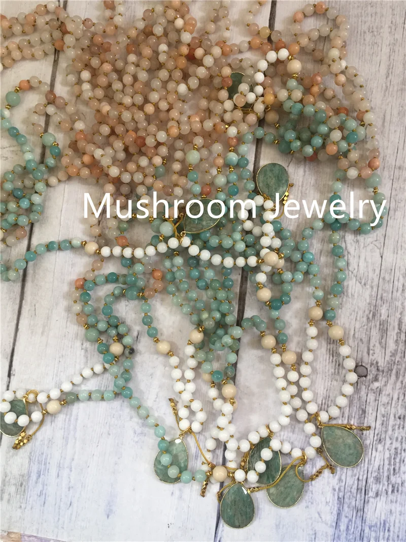 

Позолоченный Кулон из натурального камня 108 Mala Stone Bead Necklace