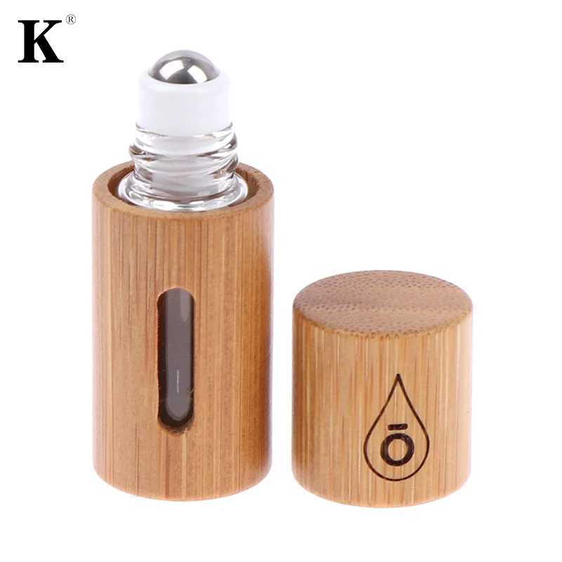 

1PC 3ml 5ml 10ml Natural Bamboo Wood Roll On Ball Bottle With Window Essential Oil Sub-bottling Perfumes Roller Bottle