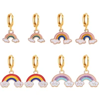 three styles 2 pairs large medium small rainbow cloud earrings pendant womens spring matching charm colorful drop hoop earrings