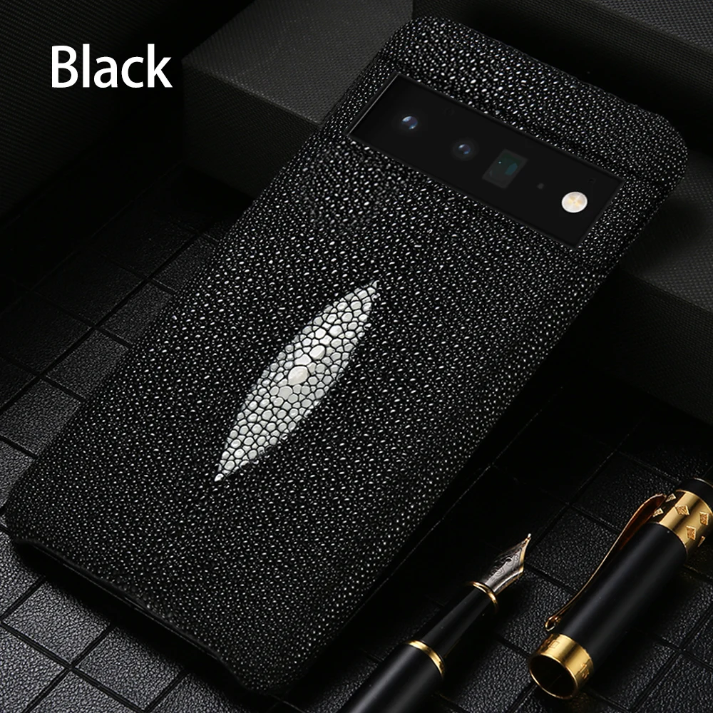 

Natural Stingray Skin Phone Case for Google Pixel 7 6 Pro 7A 6A 4 4A 5A Genuine Pearl Fish Leather Protective Armor Cover Shell