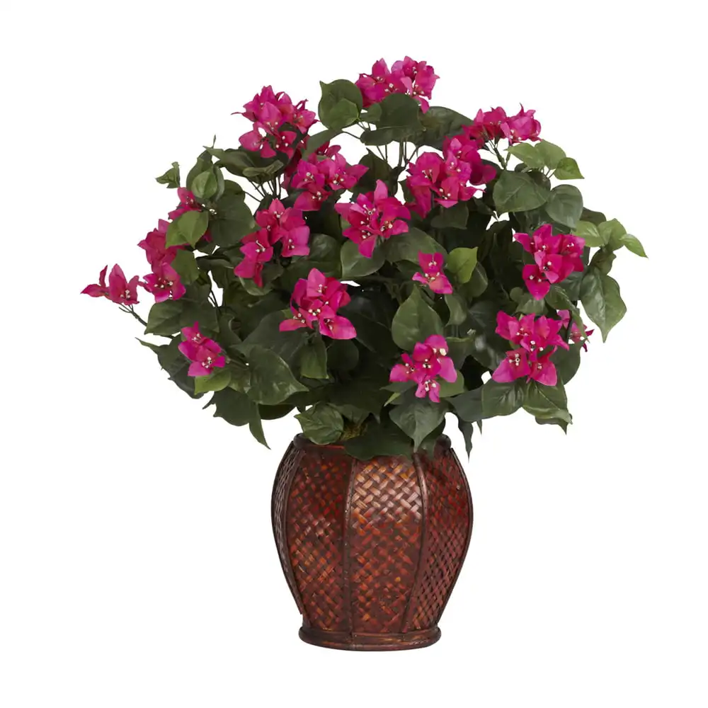 

Plastic 24.5" Bougainvillea with Vase Artificial Plant, Pink