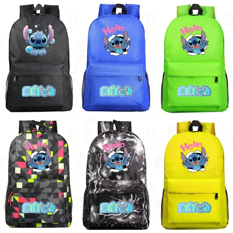 

Jumba Jookiba Backpack Kawaii Stitch Mochila Fashion Schoolbag Anime Figures for Back To School with Stationery Pocket Bags