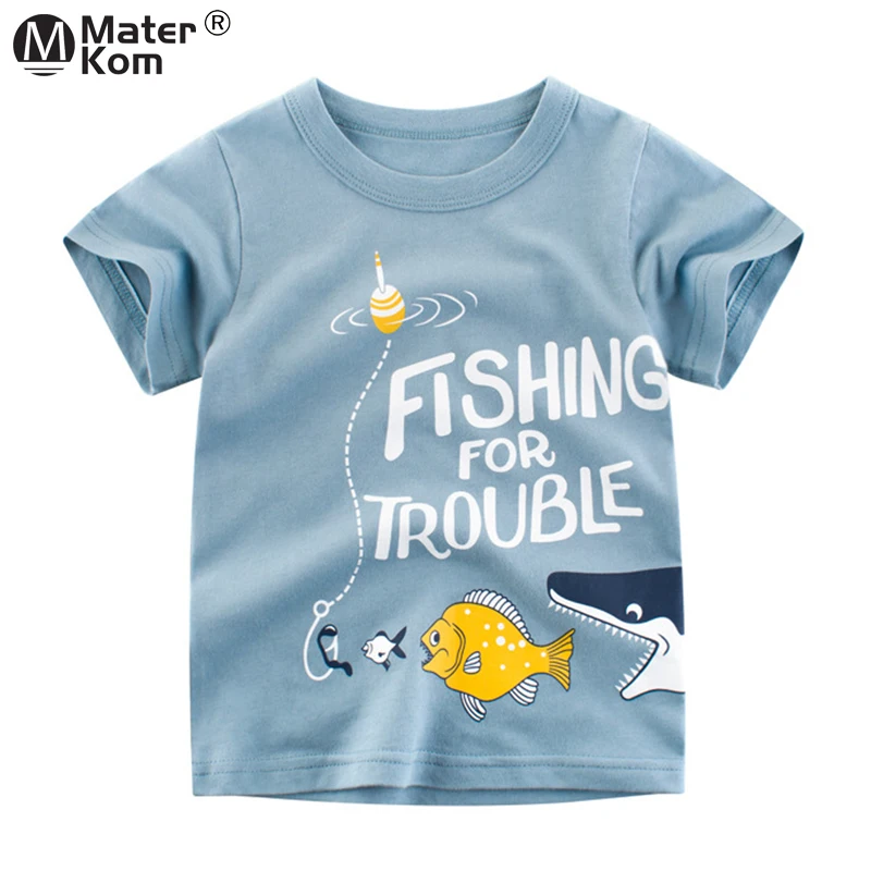 

Boys Short Sleeve T Shirt Letter Blouses for Girls Animal Printing Clothes Kids Casual Cotton Tops Clothing for Children 2-7y