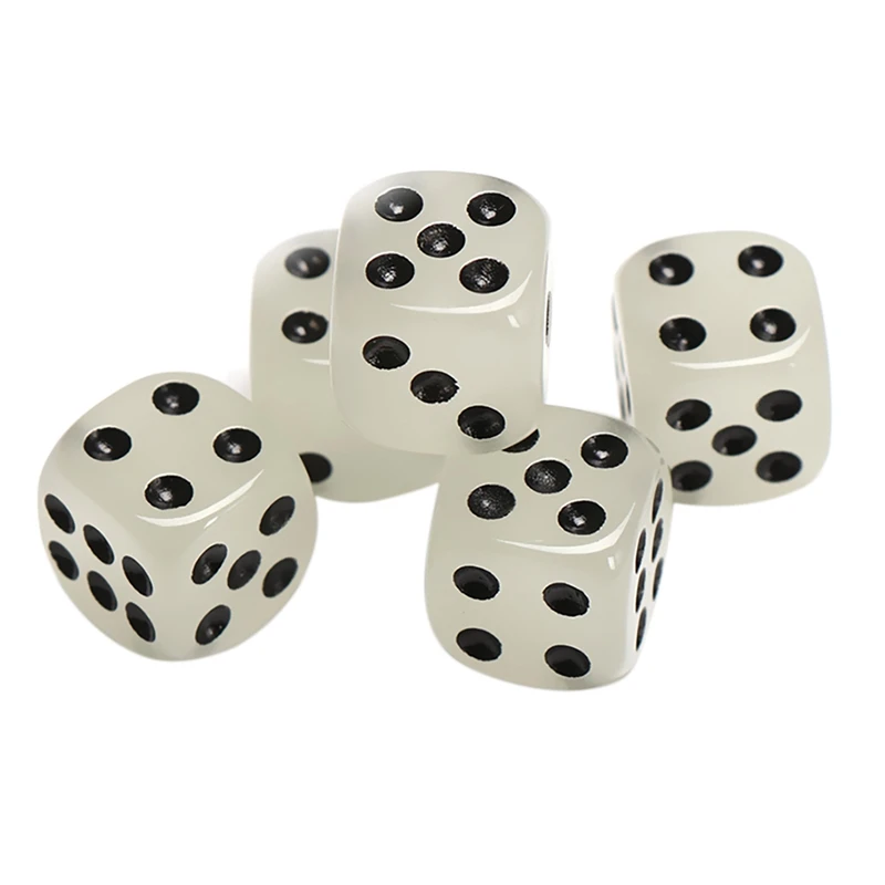 ELOS-54Pcs Glow in the Dark Dice Luminous Dice 6 Sided Dice with Black Pouches for Board Games Activity Casino Theme Party