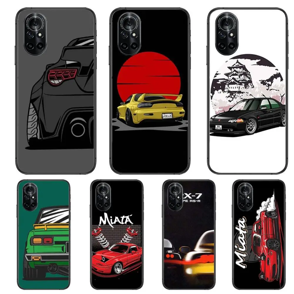 

JDM Sports Cars Clear Phone Case For Huawei Honor 20 10 9 8A 7 5T X Pro Lite 5G Black Etui Coque Hoesjes Comic Fash design
