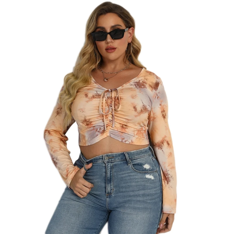 

Женская облегающая блузка-топ с рюшами спереди