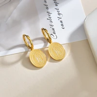 stainless steel popular virgin stud charm earrings electroplated gold oval stud earrings women fashion jewelry gift