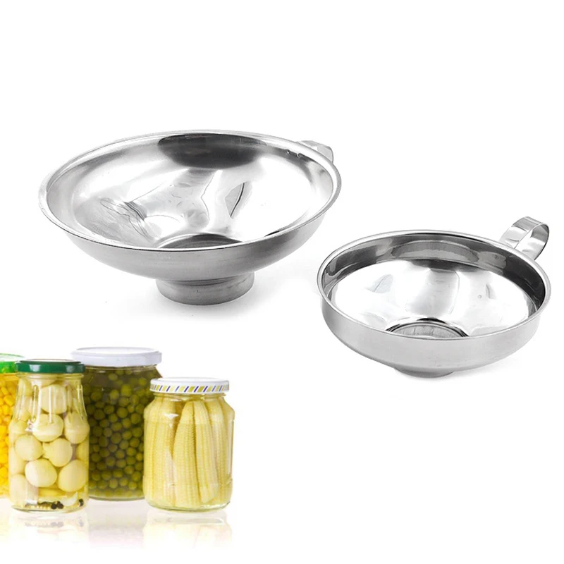 

2 Size Wide Mouth Funne For Jars Stainless Steel Canning Funnels Flask Filter For Grains Oil Wine Water Spices Kitchen Tools