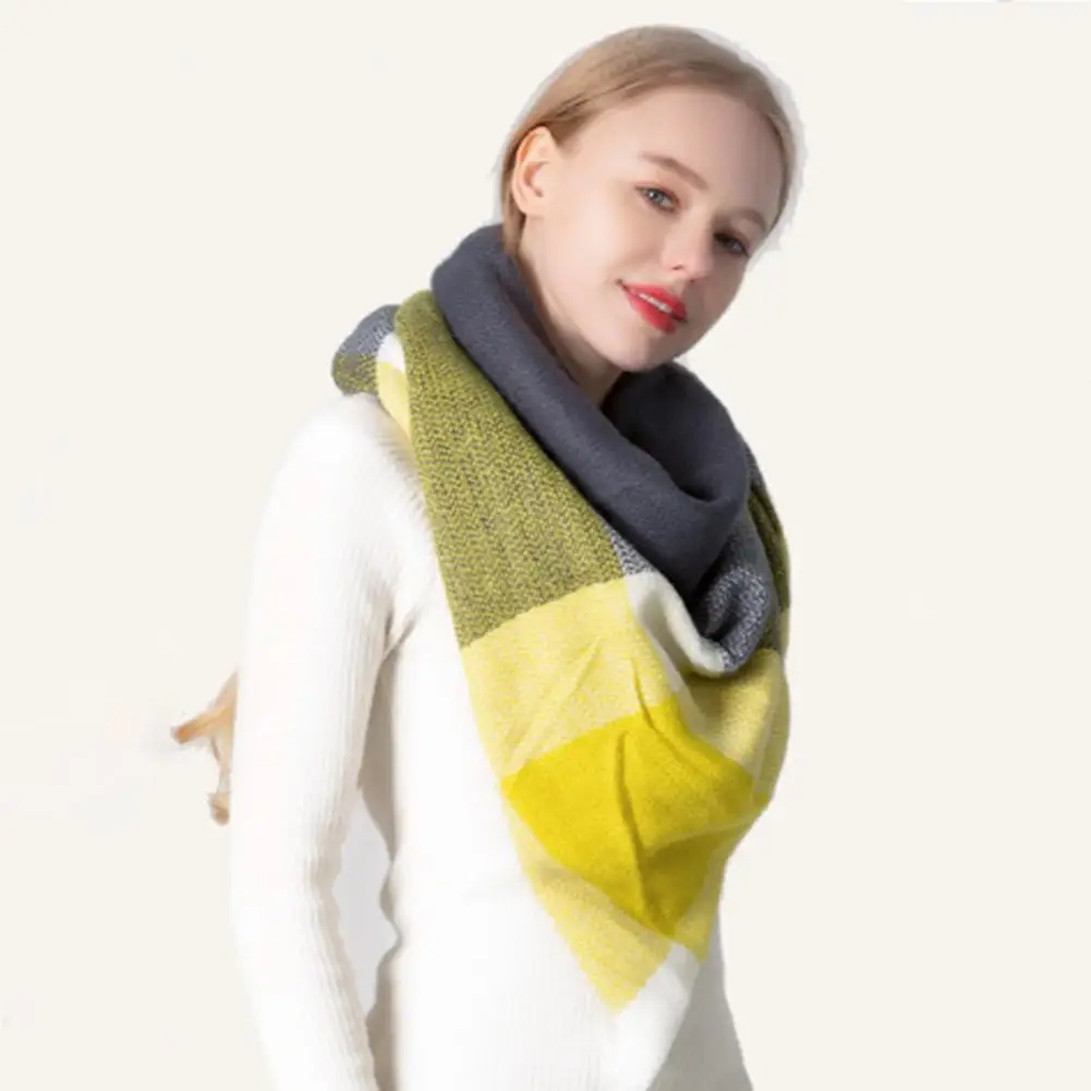 

Retro Wrap Scarf Colored Plaid Comfortable Windproof Winter Female Wrap Scarf Wrinkle-free Long Scarf for Outdoor