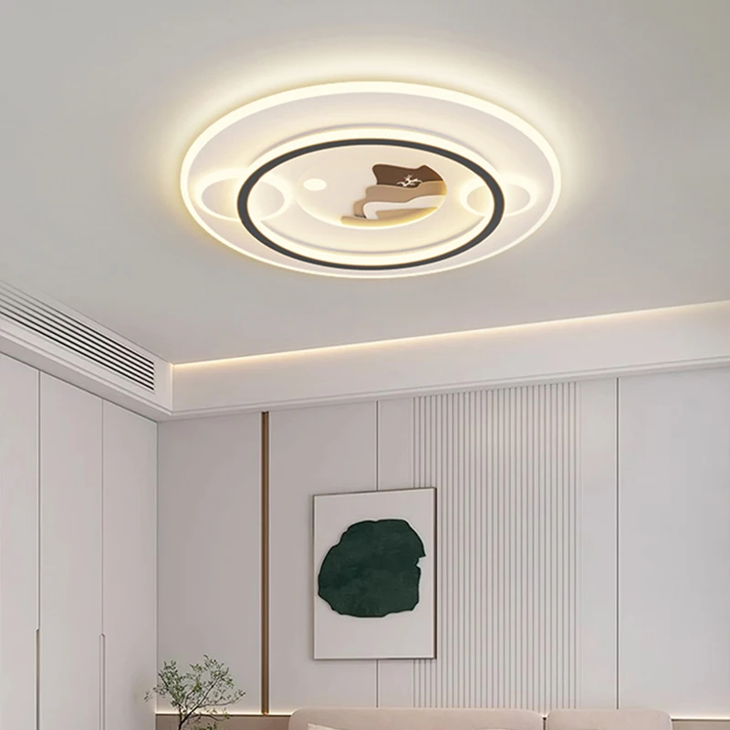 Современная простая Стильная черная искусственная потолочная лампа освещение