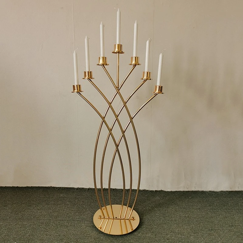 

5PCS Metal Candelabra 7 Arms Candle Holders Wedding Table Centerpieces Road Lead Christmas For Home Party Decoration