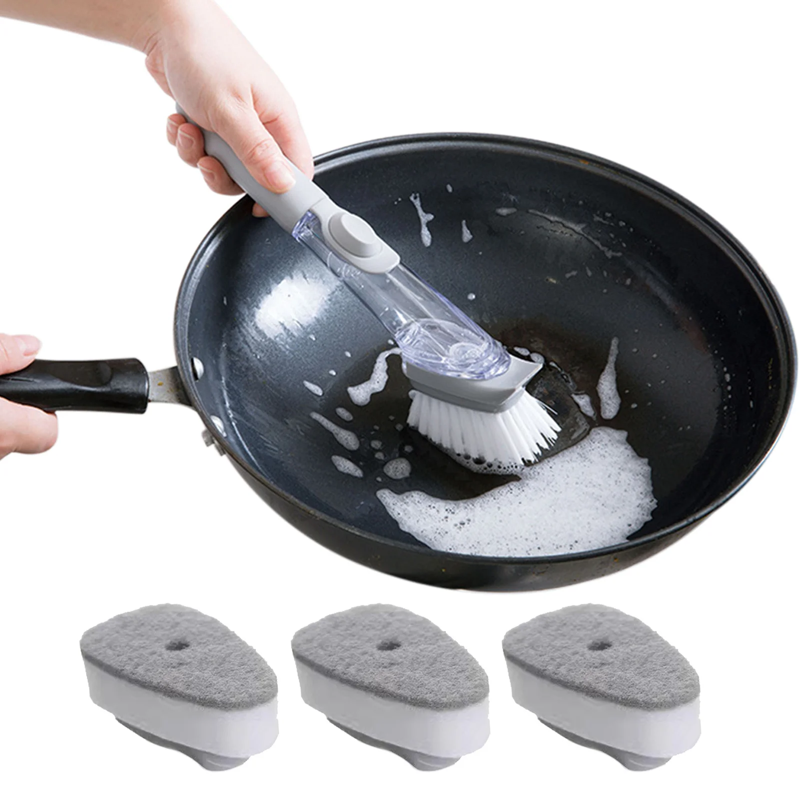 

Soap Dispensing Dish Brush Dish Scrubber With Soap Dispenser Kitchen Cleaner Brushes With Anti-slip Handle For Kitchen Pot