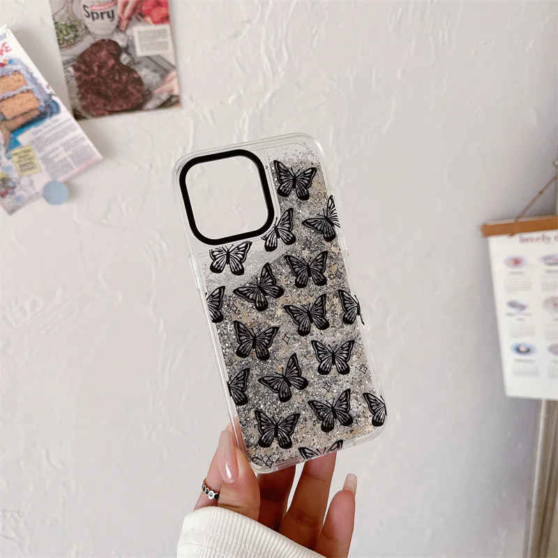 Плавающий серебряный чехол Рыбья чешуя-русалка для iPhone 15 13 14 Pro Max жидкий с