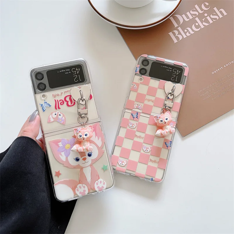 

Cartoon Chessboard Fox Pendant Phone Case for Samsung Galaxy Z Flip 3 5G PC Back Cover for ZFlip3 Case Protective Shell