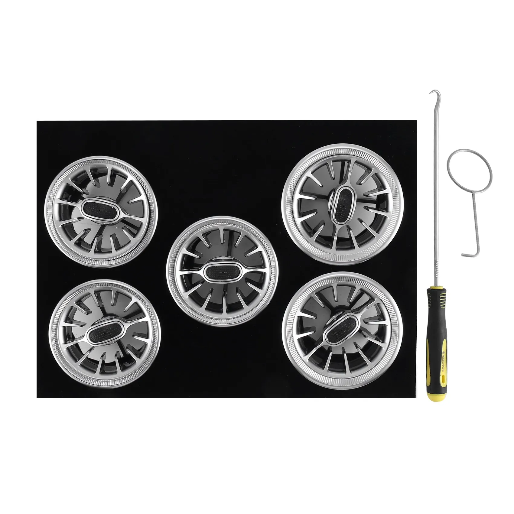 

Car Front Console Air Conditioner AC Vent Outlet Turbo Style for C GLC Class W205 X253 2015-2019(Silver)