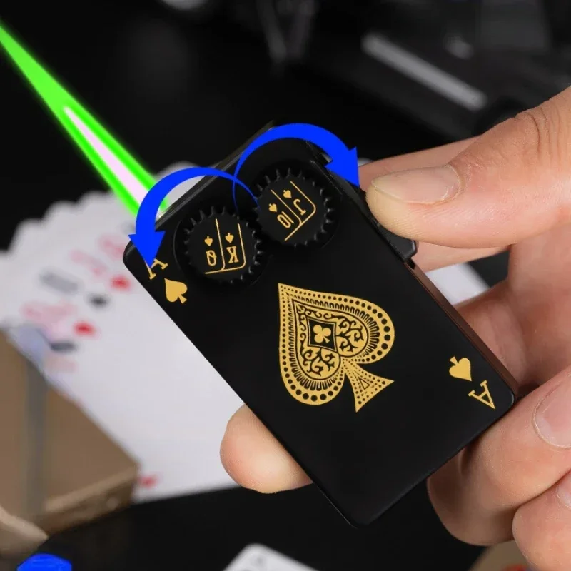 Женская струйная зажигалка с зеленым пламенем Зажигалка для покера