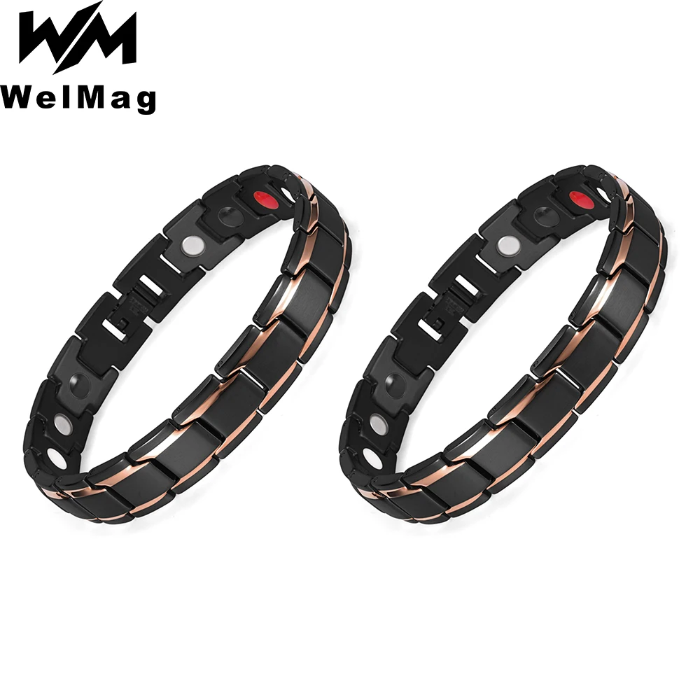 

WelMag 2pcs Healing FIR Magnetic Bracelets Stainless Steel Bio Energy Bracelet For Men Blood Pressure Accessory Wristband