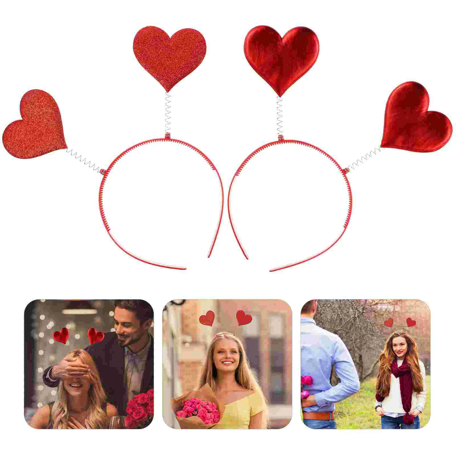

Heart Headband Valentines Day Hair Red Accessories Head Love Hoop Bopper S Shaped Party Boppers Cupid Sequin Women Valentine