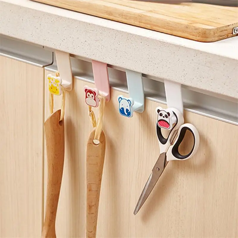 

2Pcs Door Hook PP Storage Holder Rack Hook For Kitchen Cabinet Clothes Hanger Living Room Sundries Hook Behind The Door