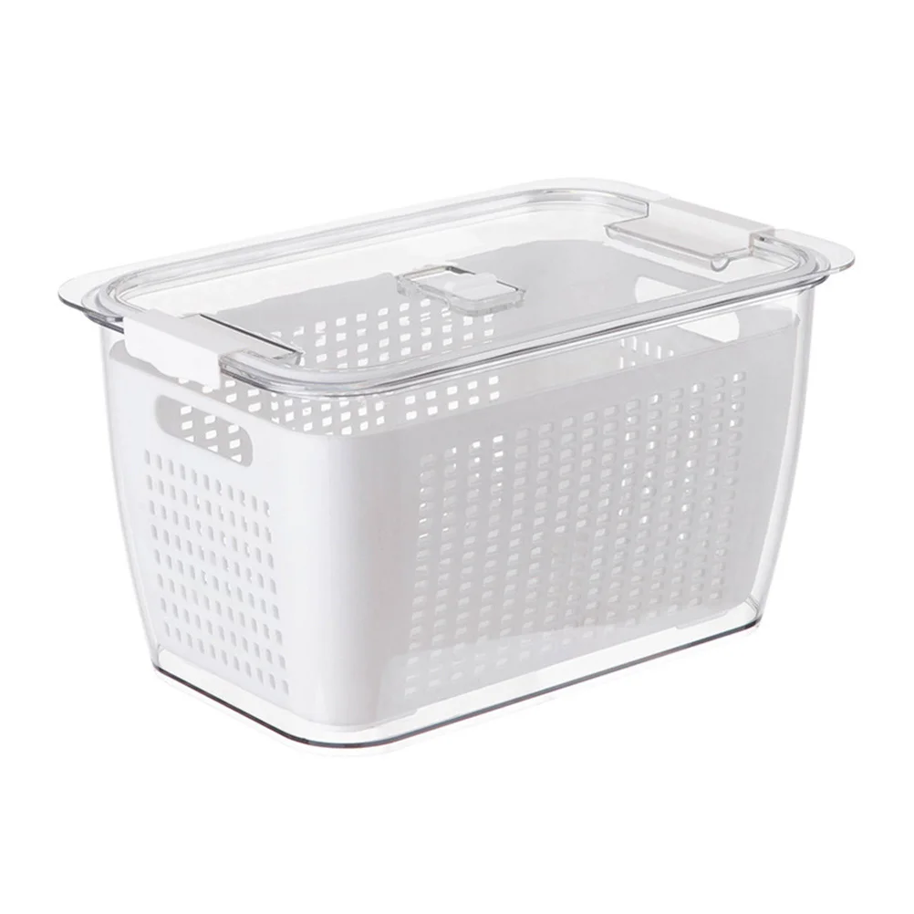 

Double Storage Basket Preservation Box Berry Baskets Colander Food Container Draining The Pet Fridge Mesh Filter