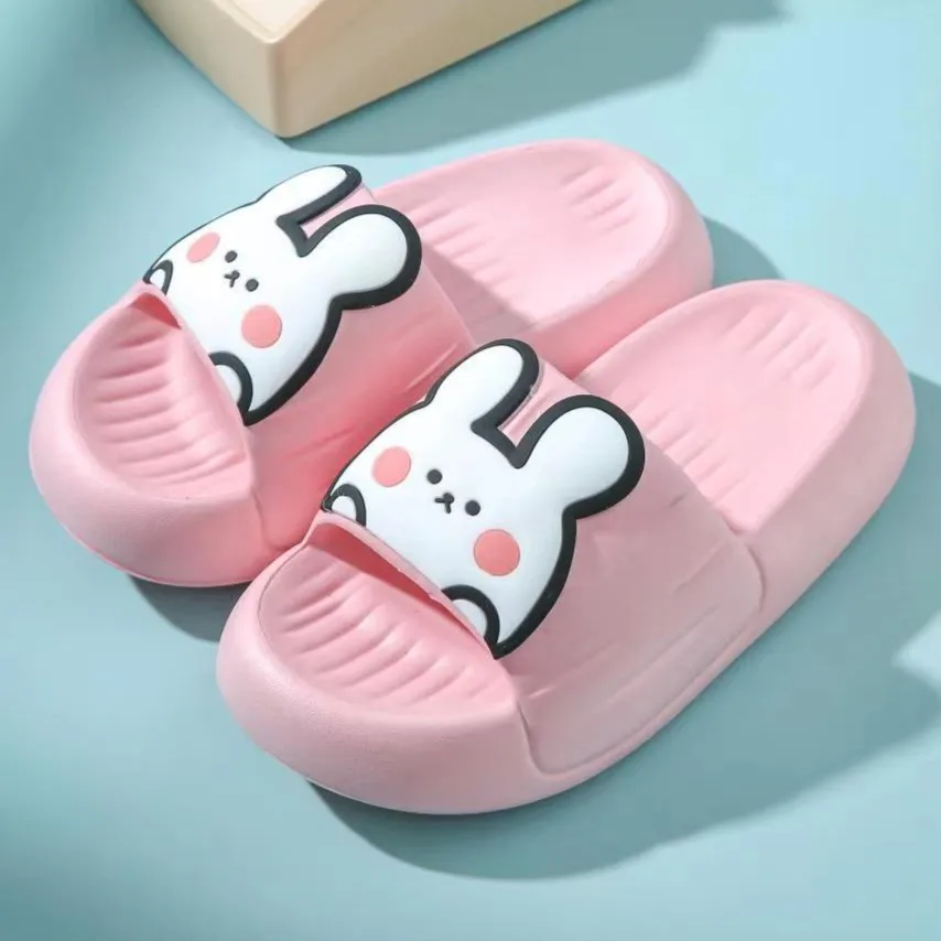 Women Single Band EVA Slippers Cartoon Bear Rabbit Decor Platform Beach Slides Couple Home Badroom Soft Comfy Indoor Cute Shoes