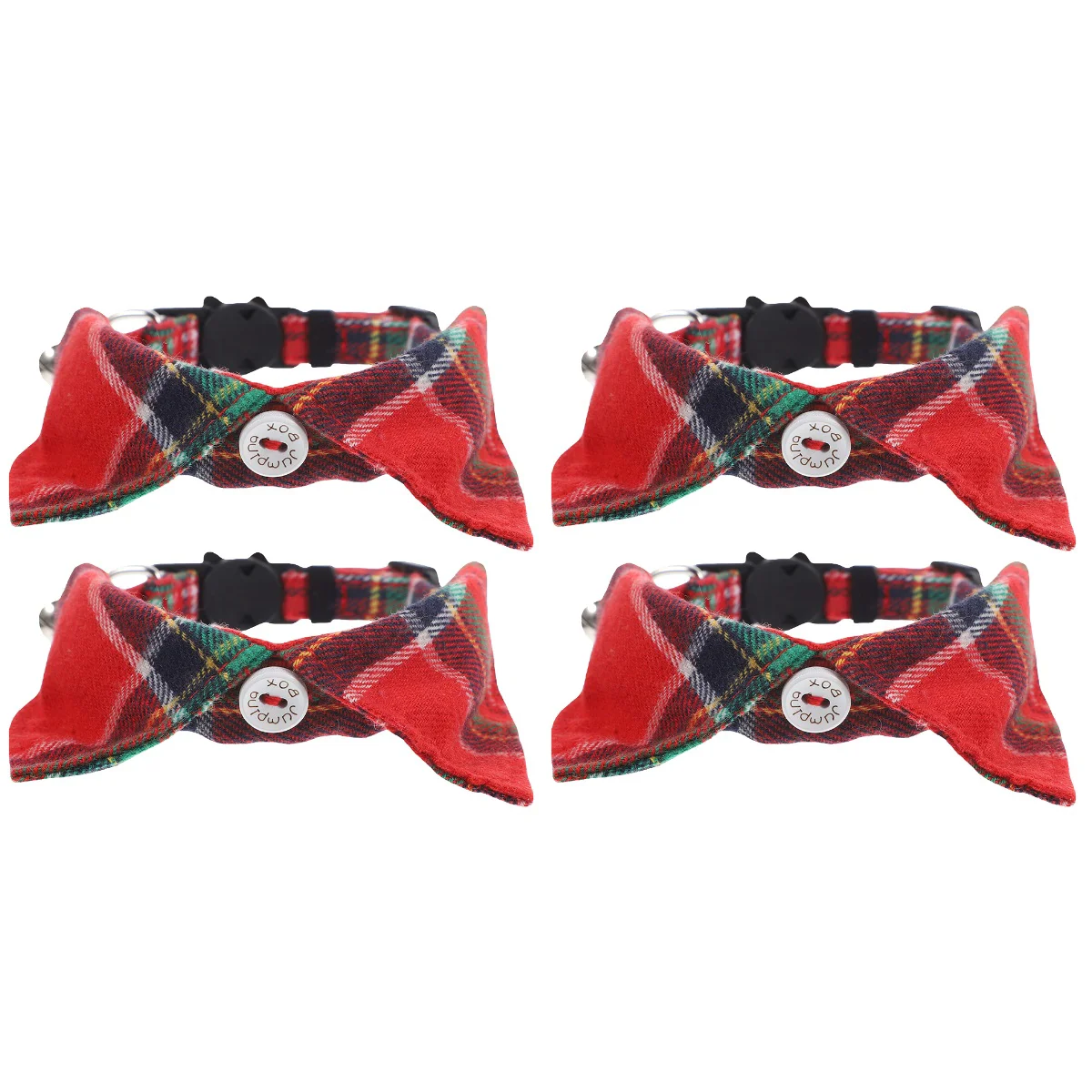 

4 pcs Pet Collar with Bell Kitten Decorative Neck Collar Adjustable Plaid Cat Collar