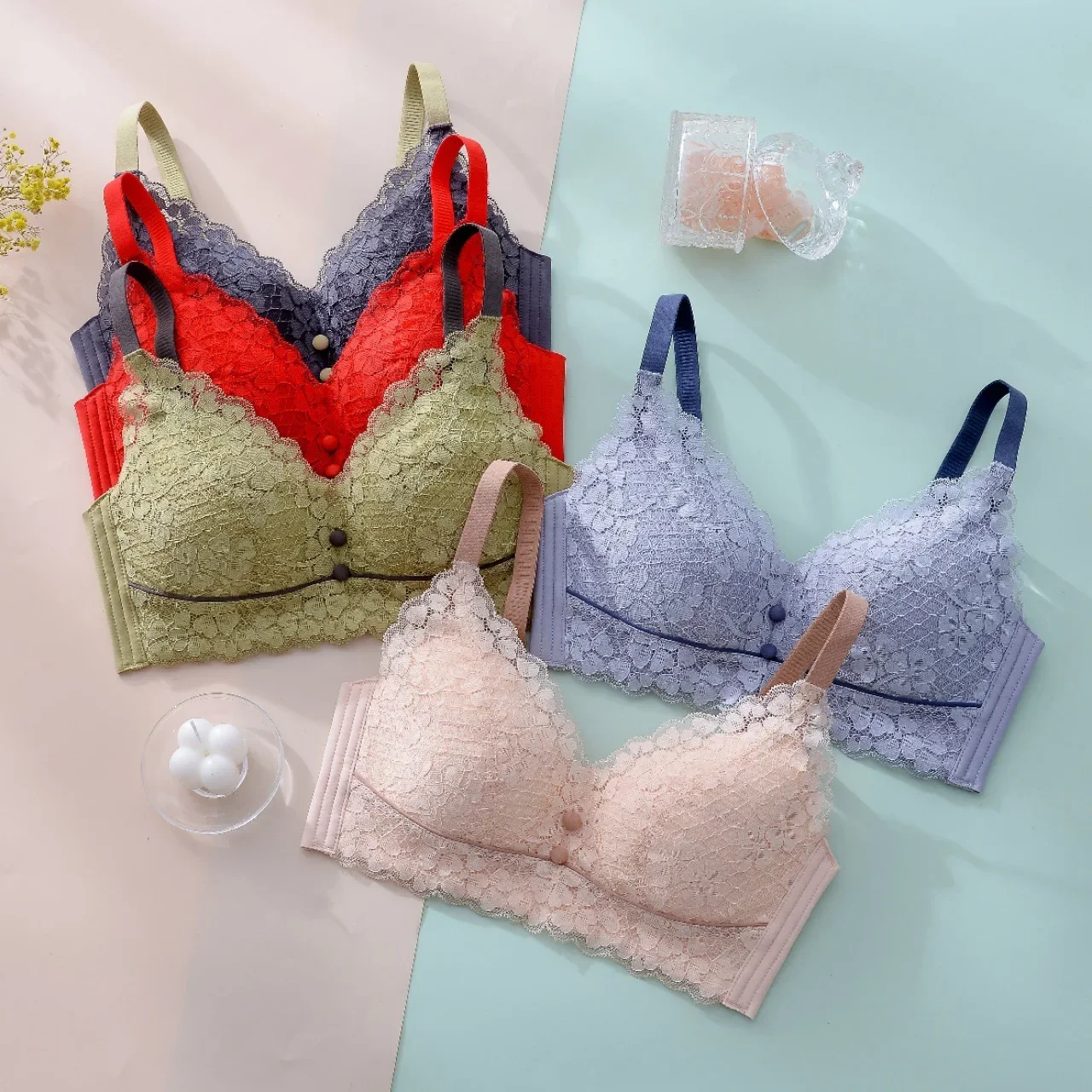 Летний ультратонкий латексный кружевной бюстгальтер с большой грудью и полной