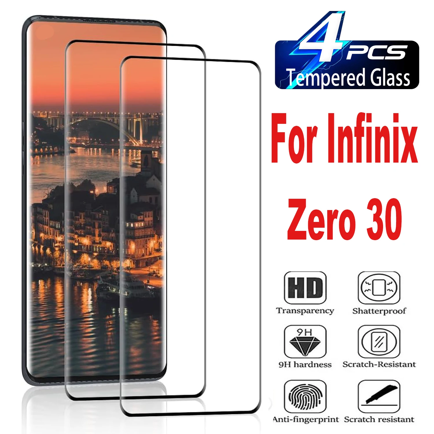 9H изогнутая четырехсторонняя клейкая пленка из закаленного стекла для Infinix Zero 30 4G