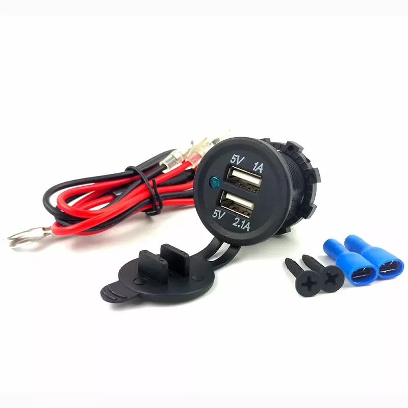 

Universal 5V 2.1A/1A Cigarette Lighter Car Charger USB Vehicle DC12V-24V Dual USB Charger 2 Port Power Socket with Wire