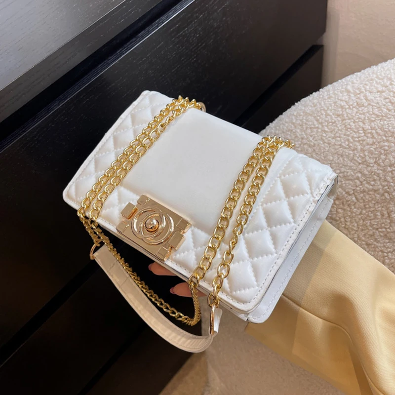 

Pu Leather Luxury Bag Woman Diamond Pattern Crossbody Bags for Women Chain Fashion Square Women's Bag 2022 Trend Female Shoulder