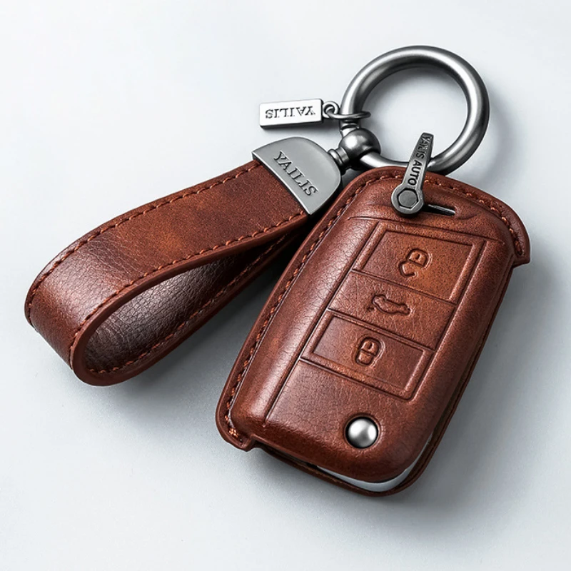 

Чехол из натуральной кожи для Volkswagen VW Polo Golf 7 MK7 Tiguan Passat Skoda Octavia Kodiaq Karoq Seat Ateca Leon